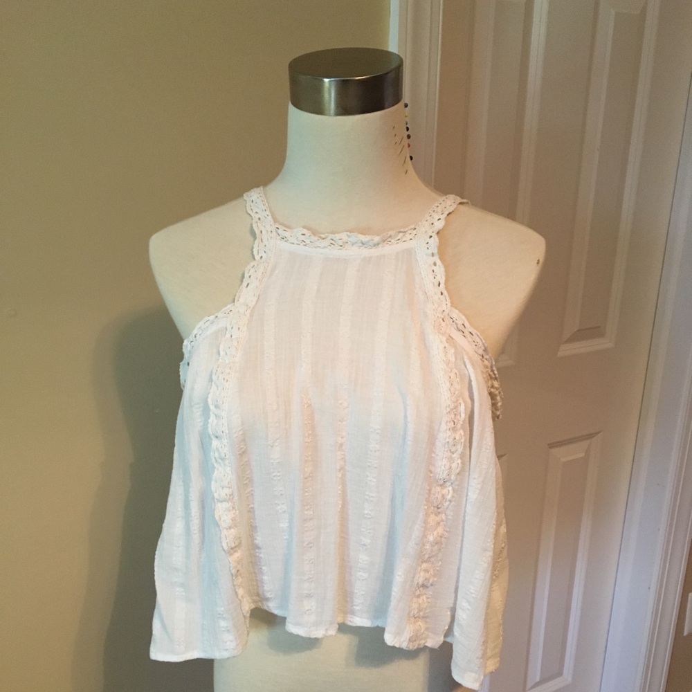 Pac Sun White Cropped Festival Top
